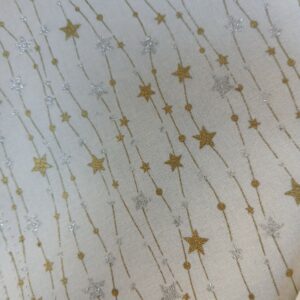 Éventail Héra fait main en tissu écru à étoiles dorées, inspiré de la déesse grecque du mariage