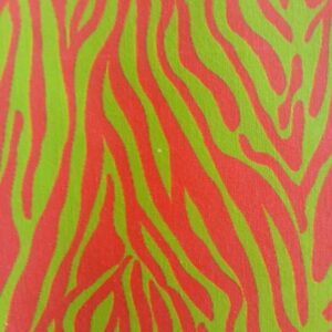Tissu éventail motif zébré fluo corail vert