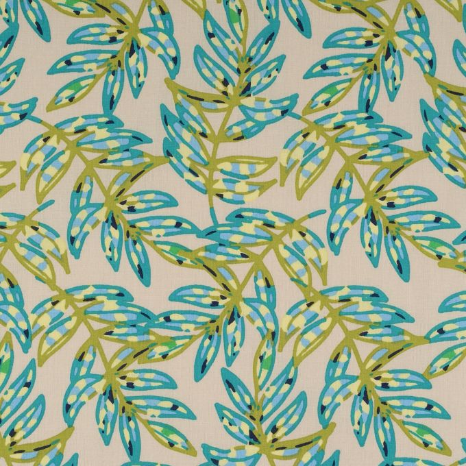 Tissu éventail motif méditerranéen crabes homards citrons